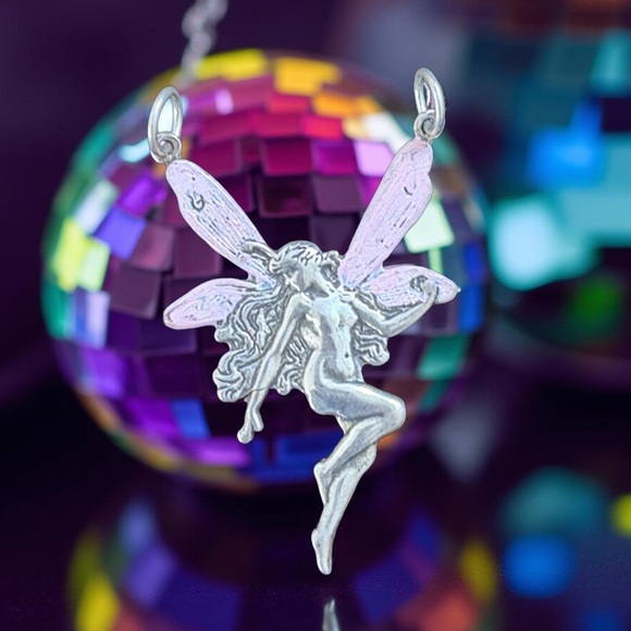 🆕 Sterling Silver Large Fairy W Pink Wings Pendant | 1.75” | 925 Stamped - Picture 9 of 11